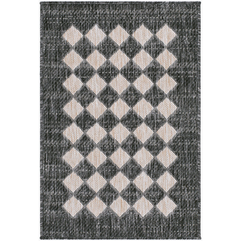 Tapis tissé à la machine Galey Alix x Livabliss Mulberry, Rectangle 2 pi x 2 pi 11 po, Noir