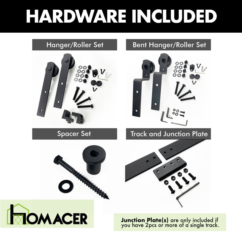 132-Inch Rustic Black Metal Barn Door Hardware Kit