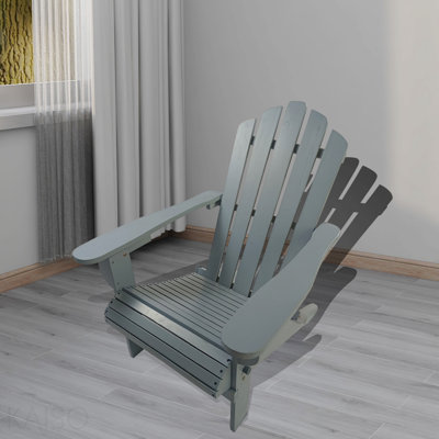 Chaise Adirondack d'extérieur ou d'intérieur en bois, pliable, gris