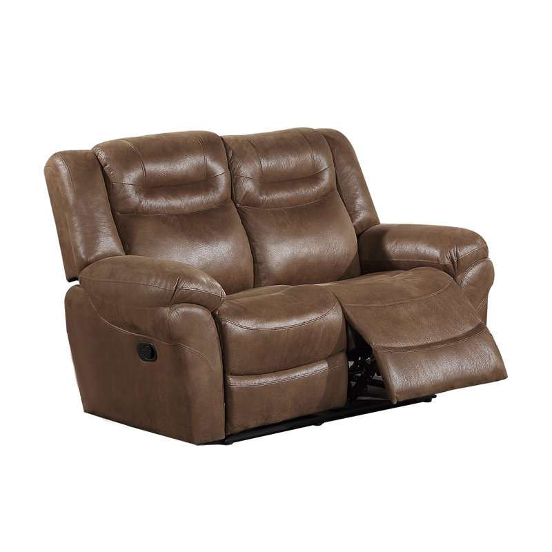 Mahmod 65'' Faux Leather Reclining Loveseat, Brown Faux Leather