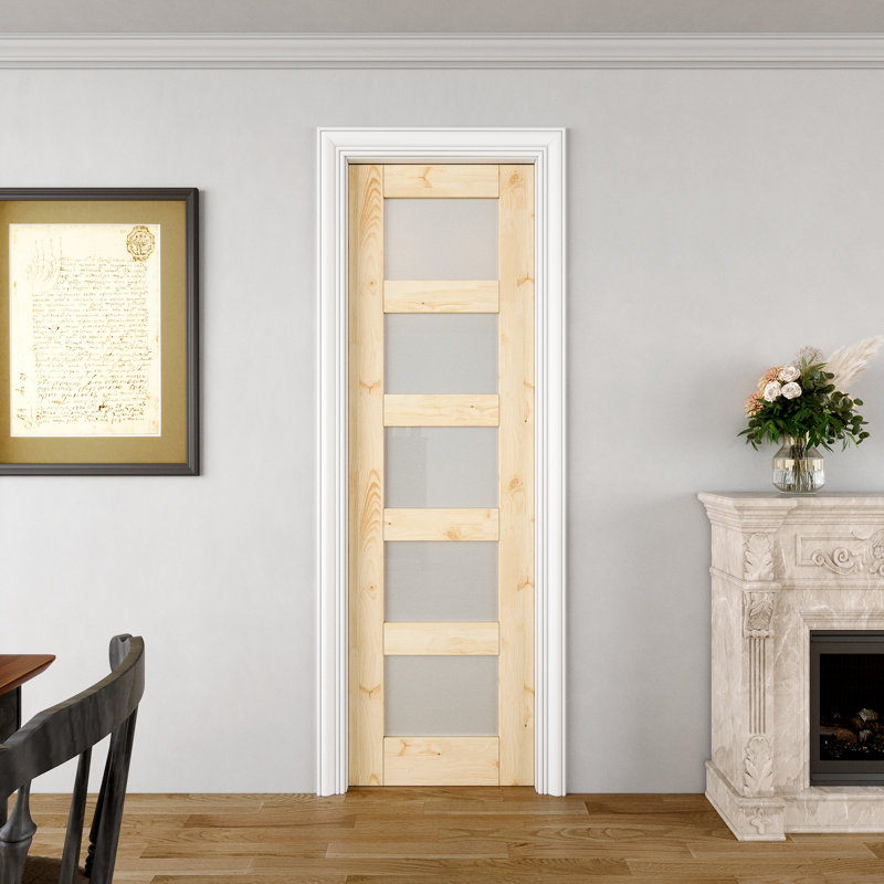 Portes coulissantes intérieures en verre givré à 5 compartiments pour garde-manger, 24 po x 80 po