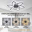LED ceiling fan with lighting, creativity 6 -light, quiet dimmable ceiling light with remote control and app-1744743226