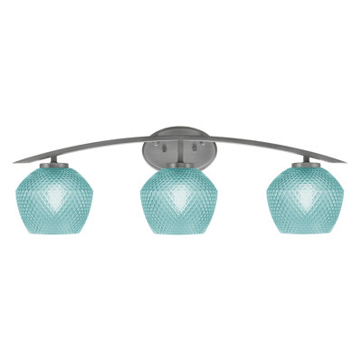 Kurve 3 Light Bath Bar With 6" Textured Glass