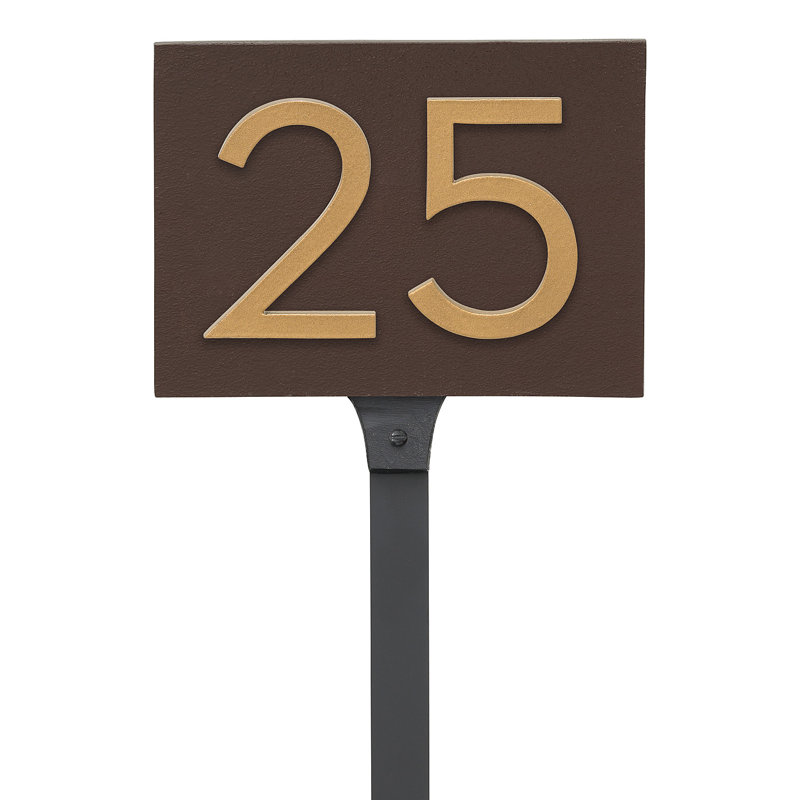 Floating 1-Line Lawn Address Sign, Roman Bronze, Gold, Yes