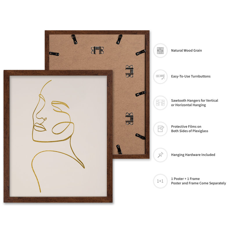 Contour doré no2, Poster, 08"H x 10"W, Brown Framed