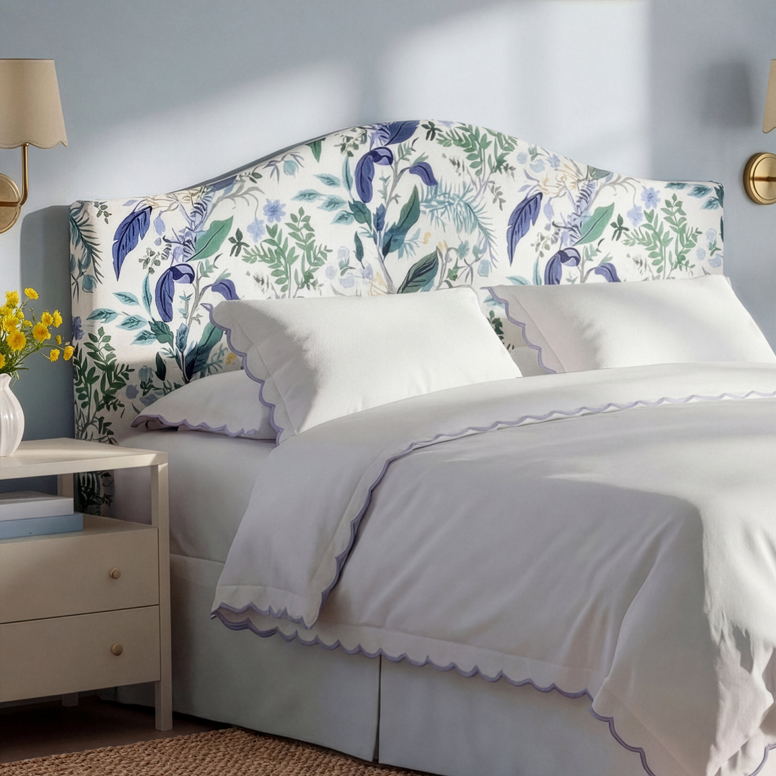 Rifle Paper Co. x Cloth & Company Mayfair Headboard, Blue Peacock, King