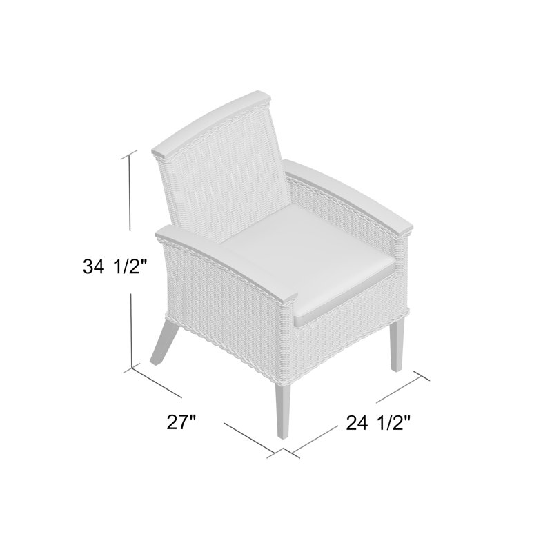 Astoria Patio Dining Armchair with Cushions, Raffia/Oak, Rollo Silver, Welt