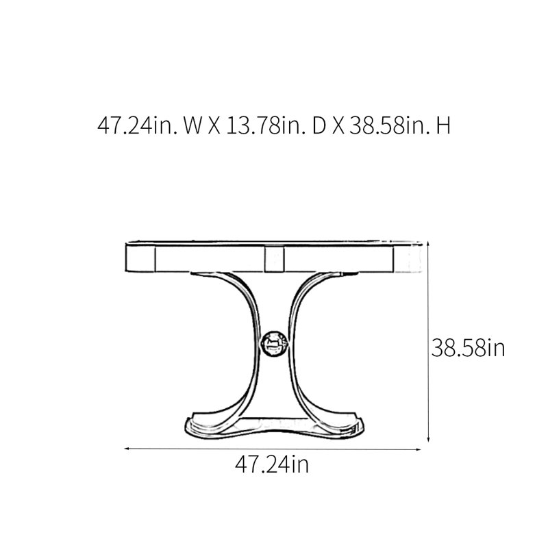 Console Modern Minimalist Art, Or champagne, H 38,58 po x l 47,24 po x P 13,78 po
