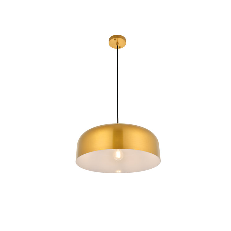 Luminaire suspendu en forme de dôme à 1 lumière Brisbin, Or satiné