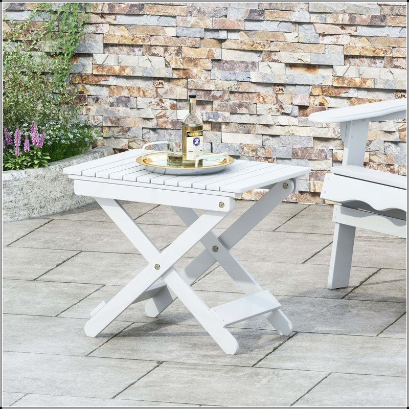 Table d'appoint d'extérieur pliante en bois, Blanc