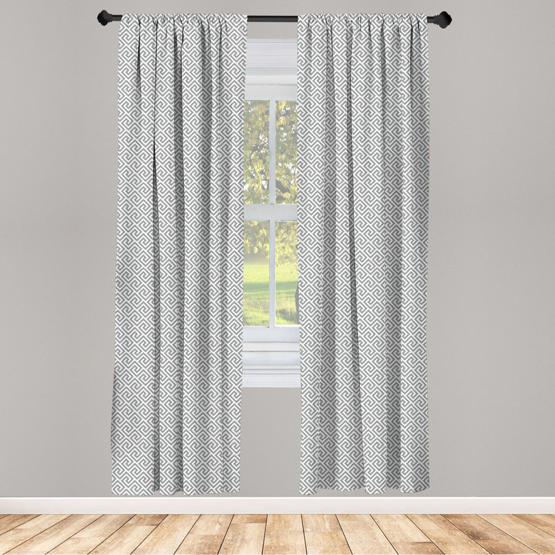 Greek Key Geometric Semi-Sheer Rod Pocket Sliding Panel, 28" x 63"