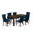 7 Piece Dining Table Set Contains a Rectangle Rustic Wood Kitchen Table and 6 Polyester Fabric Padded Chairs, Distressed Jacobean-91898306-128766665