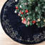 Jupe de sapin de Noël en velours bleu marine luxueux, ornée de perles et de cristaux brodés d'or, décoration de Noël baroque en fourrure pelucheuse