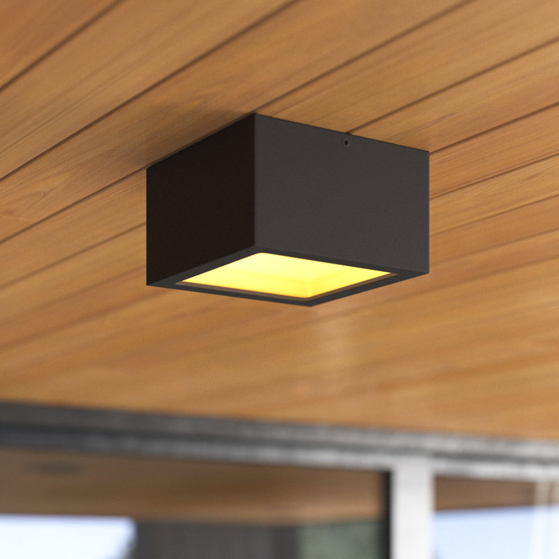 Kube Andi-Mia LED Outdoor Flush Mount, Satin Black