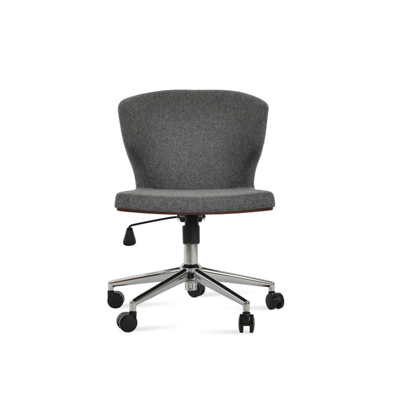 Chaise de bureau Amed Plus, Chrome chrome, Gris foncé, Laine
