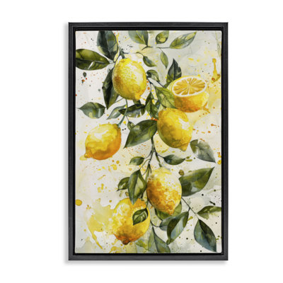  Lemon Watercolor Splashes Canvas by LSR Design Studio