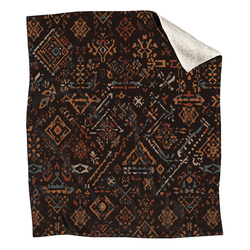 Couvertures géométriques à motif tribal, L 50 po x H 60 po