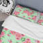Roses roses et feuille verte - ensemble de housse de couette floral - microfibre de polyester-1727889513