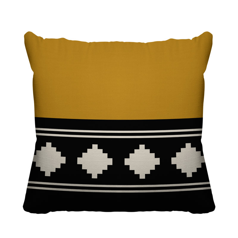Coussin intérieur / extérieur Ector Southwestern, L 15 po x H 15 po, Jaune