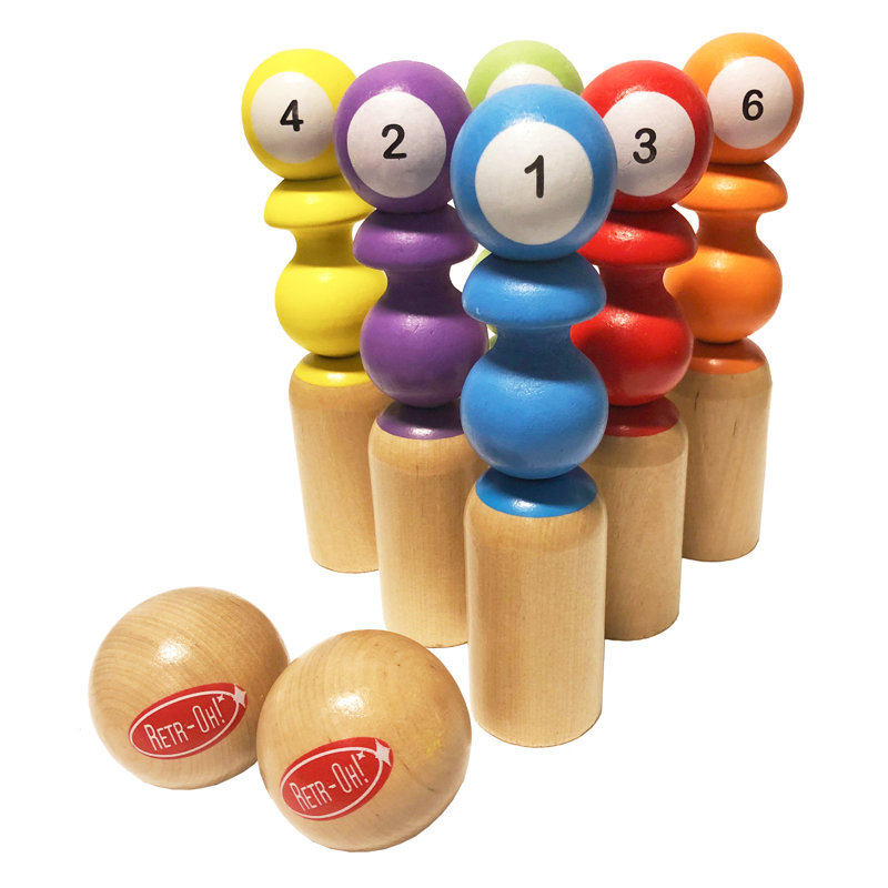 Retr-Oh! Classic Wooden Indoor/Outdoor Bowling Game Set