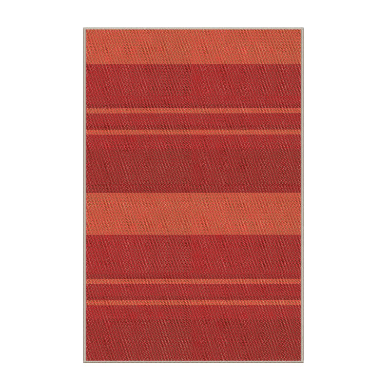 Tapis rayé orange en laine, Rectangle 8 pi x 12 pi