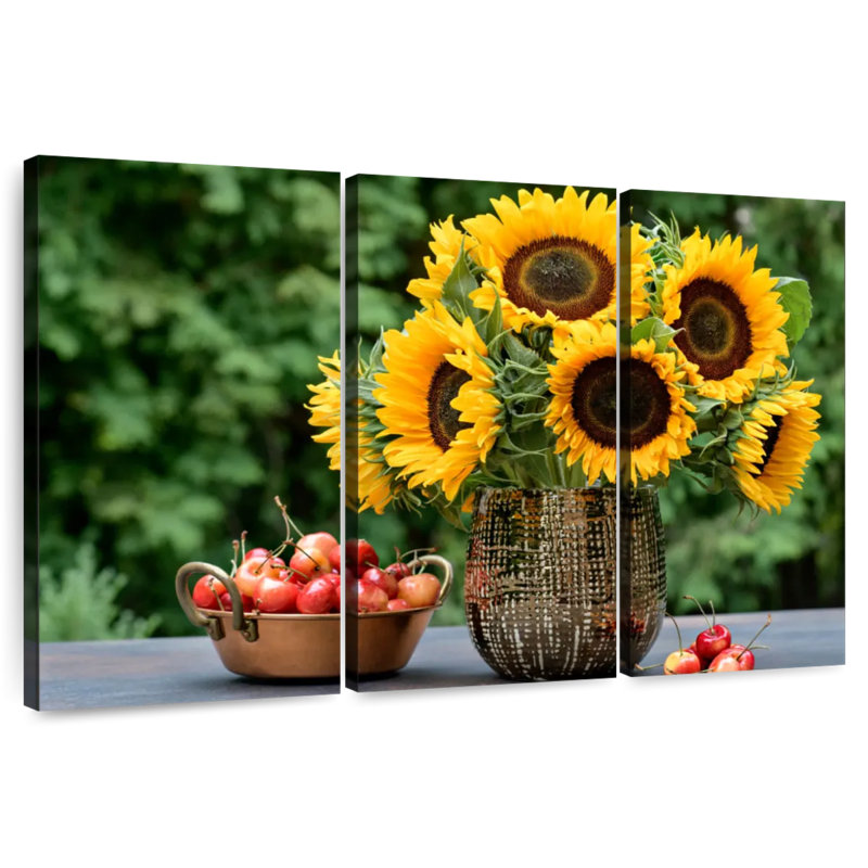 Harnek tournesols et cerises, H 24 po x l 38 po