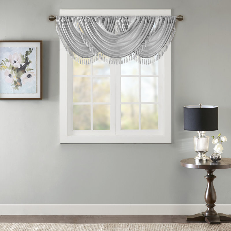 Cantonnière en fausse soie 38 po x 46 po Elena, Argent