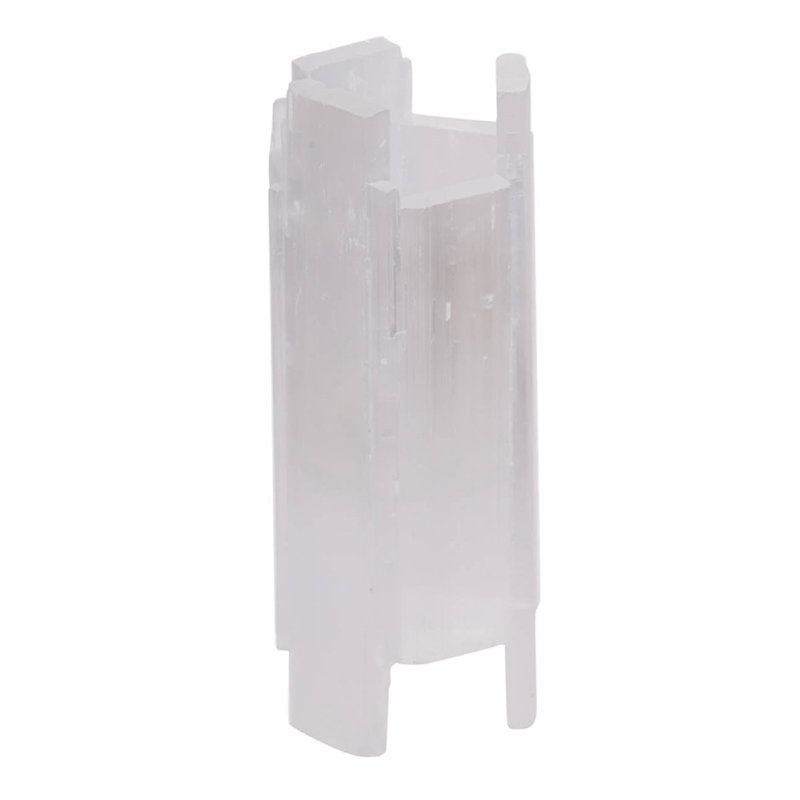 Bougeoir décoratif, pierre de sélénite blanche côtière, 8 po