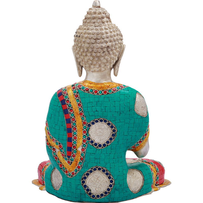 Bouddha de 13 po en Vitark Mudra en laiton