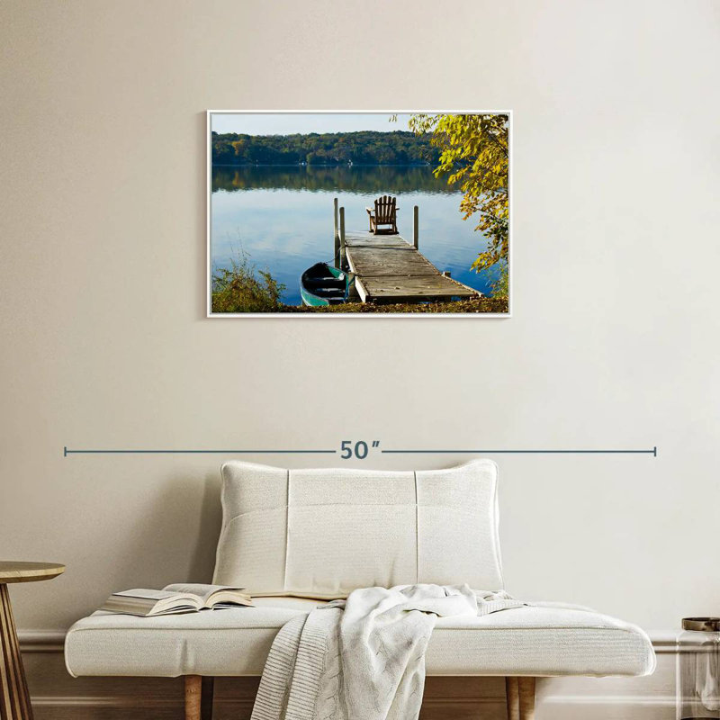 Lac Léman matin calme, Cadre flottant blanc, 31 po x 21 po