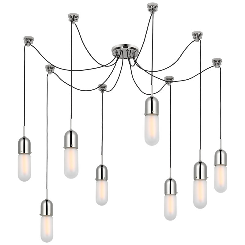 Junio 8 - Light Chandelier, Frosted, Polished Nickel