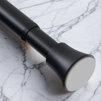 Tringle à rideau de douche à tension - Tringle à tension réglable sans ressorts pour la salle de bain, la cuisine ou la fenêtre, conception antidérapante robuste avec finition noir mat