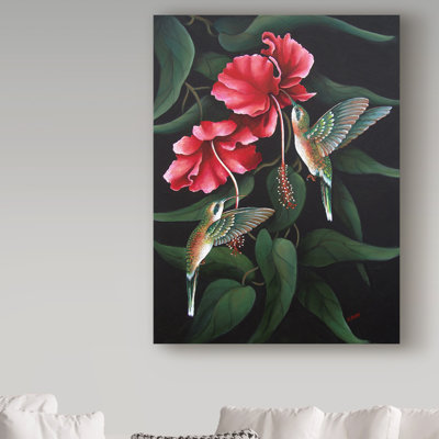 « hummingbird duet », reproduction de peinture à l’acrylique sur toile tendue