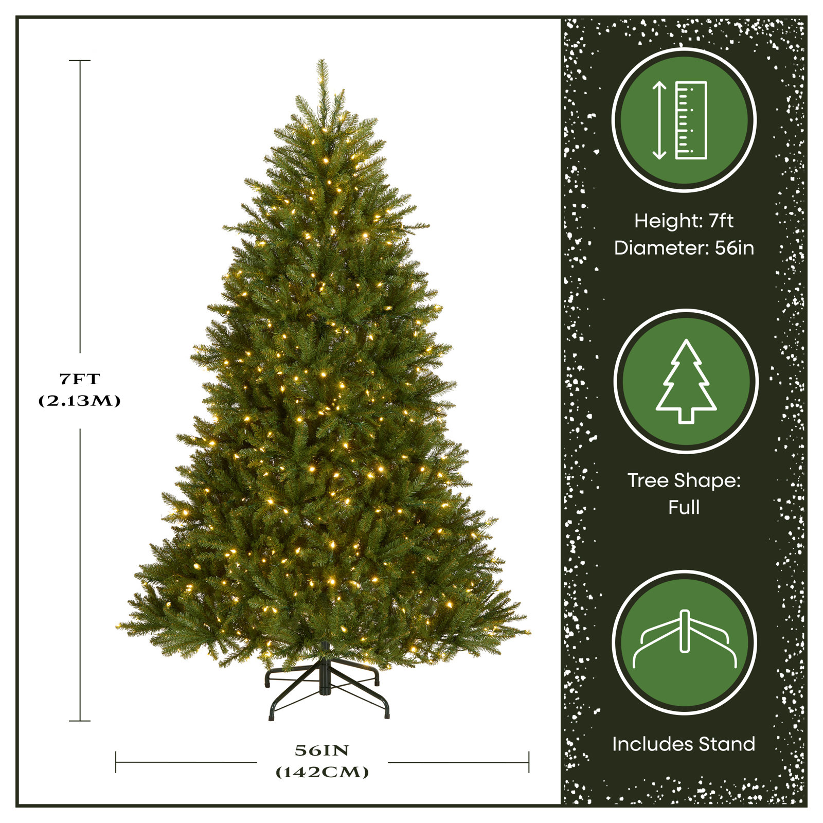 Leterra Dunhill Pre-Lit Fir Christmas Tree, 7'