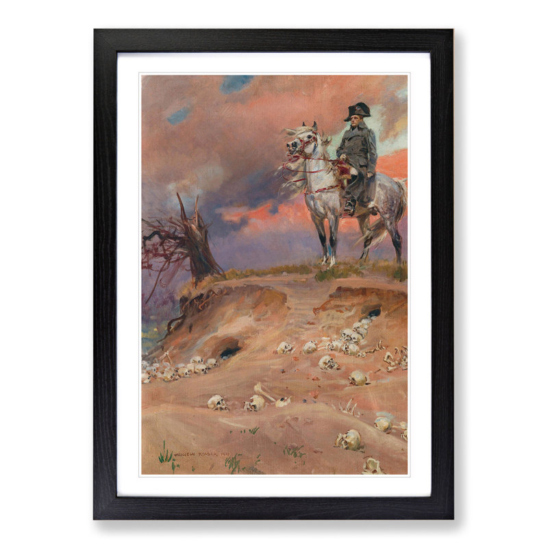 Napoleon by Wojciech Kossak - Picture Frame Painting, Black Framed, 65cm H x 48cm W x 2cm D