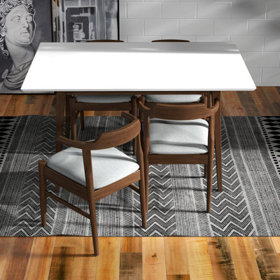 Hironari 4 - Person Solid Wood Top Four Leg Base Dining Set