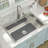 25" x 13" Silicone Bottom Sink Grid Kitchen Sink Silicone Mat Heat Resistant with Drain Hole