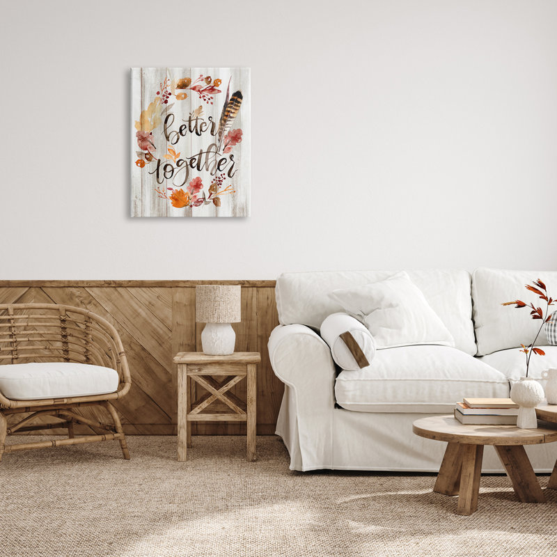 «Better Together Rustic Boho Calligraphy Feather Plants», art numérique sur estampe numérique par Jennifer Paxton Parker
