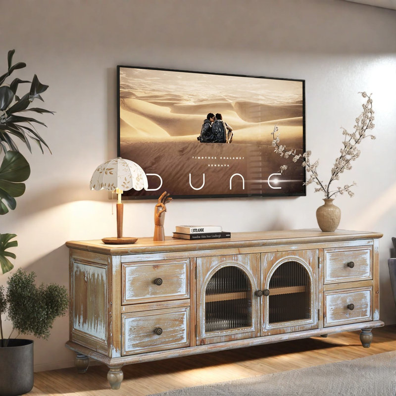 Meuble de rangement pour téléviseur et centres de divertissement, maison de campagne en bois aggloméré 60 po