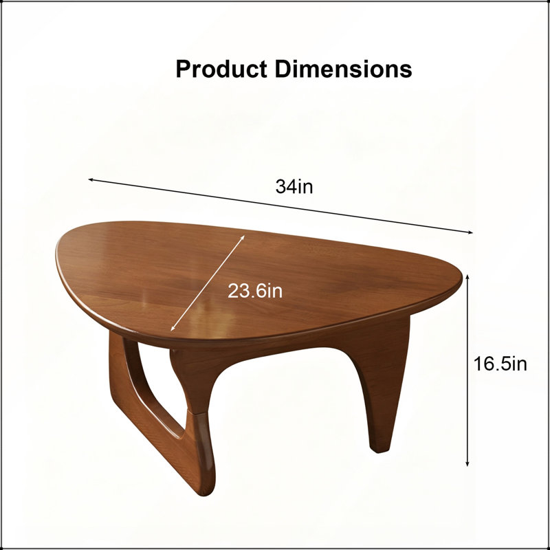 Table basse ovale de style Noguchi, table basse en bois de style Mid-Century moderne de 34 po, table d'appoint triangulaire stable pour salon