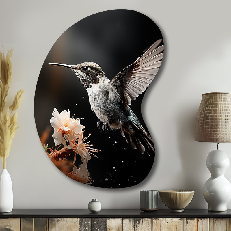 Art mural en forme de colibri noir et noir, H 39 po x l 28 po