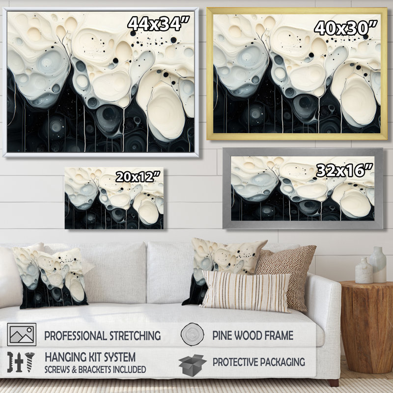 Coleford, vague blanche et blanche, rivière rythmique III - goutte, art mural, Argent argent, H 12 po x l 20 po