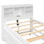 Lit plateforme simple avec tête de lit, USB, lit gigogne simple et 3 tiroirs, blanc
