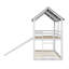 Lit superposé simple au-dessus d'un lit simple de style maison avec glissade et fenêtre