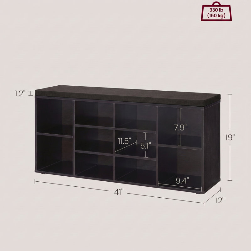Banc de rangement pour chaussures avec paires de tablettes Arney, Espresso