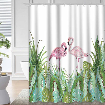 Aquarelle, flamants roses, feuilles tropicales, art animalier, feuille de bananier, plage avec 12 crochets
