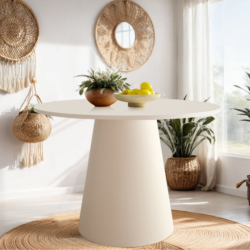 Agne 35" Round Pedestal Dining Table, White