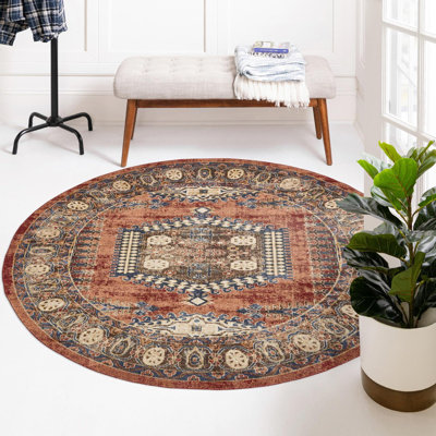 Tapis oriental en terre cuite Vern