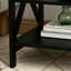 Table de bout en bois avec rangement et canapé avec table en X et deux tablettes-924937346
