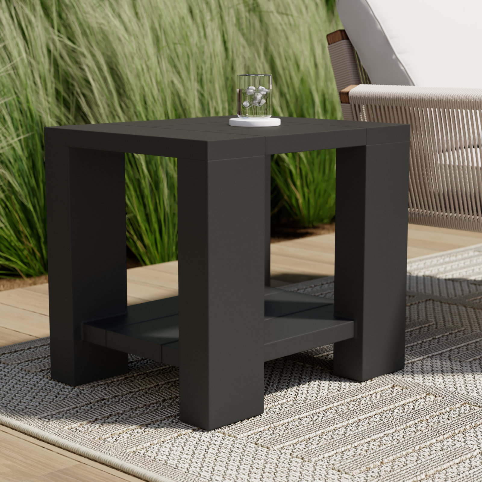 Roca Outdoor Metal End Table-Bronze